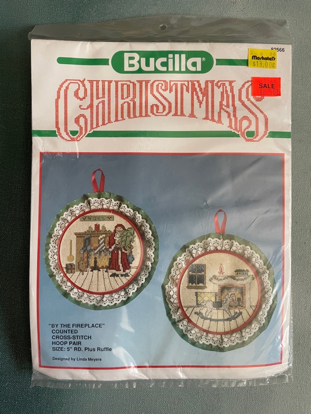 Bucilla Counted Cross Stitch Kit By The Fireplace Hoop Pair 5” Vintage
